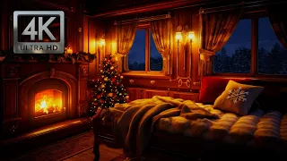 Luxury Sleeper Train on North Pole Express, Christmas Ambience with Train Sounds & Crackling Fire