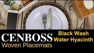 Beautiful Woven Placemats for Dining Table - CENBOSS Water Hyacinth Placemats (Black Wash Color)