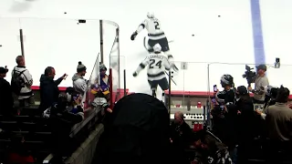 Kings arrive for their pre-game warm-up at the Kings @ Senators hockey game