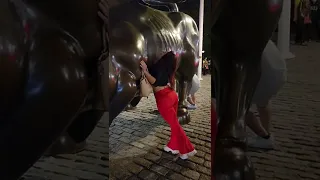 Posing with the Wall street Charging Bull