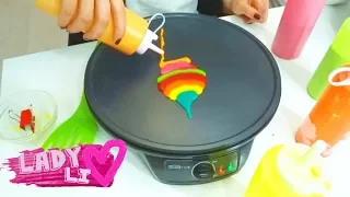 Блинный Челлендж//Рисуем Блинным Тестом//Pancake Art Challenge//How to make ice cream