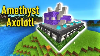 I built an Amethyst Axolotl statue in Survival Minecraft