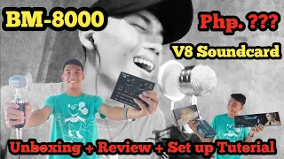 BM8000 CONDENSER MICROPHONE AND V8 SOUNDCARD UNBOXING | REVIEW | SET UP | TUTORIAL |