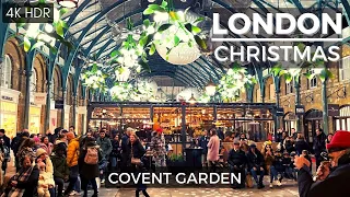 Covent Garden Christmas Market | London Walking Tour - 4K HDR