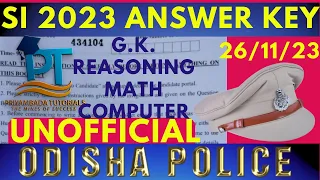 ODISHA POLICE SI ANSWER KEY II Paper II (GK,Math,Reasoning,Computer) II #si #odishapolice #answerkey