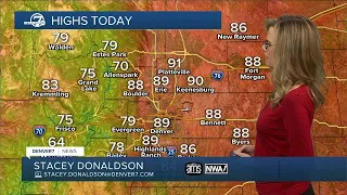 High temperatures near 90 degrees again Thursday afternoon