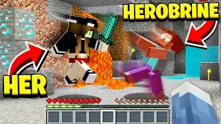 SHE **FOUGHT** HEROBRINE in Minecraft!