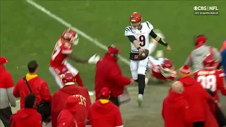 Joe Burrow Scrambles For a First Down Against the Chiefs