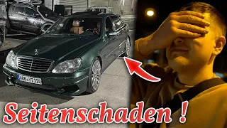 Frisch lackiertes Auto an die Wand gesetzt !