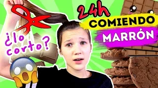 24 HORAS COMIENDO MARRÓN | ME CORTAN EL PELO | HAGO SLIME CON NIEVE | Daniela Golubeva