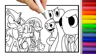 Sonic Team vs Rainbow friends Coloring Page Sonic Coloring Pages Sonic  new Sonic Prime COLORING