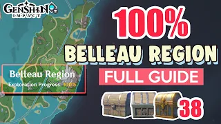 How to: Belleau Region 100% FULL Exploration ⭐ Fontaine ALL CHESTS GUIDE 4.0【 Genshin Impact 】
