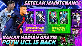 RESMI 5 PEMAIN GRATIS & POTW UCL! SETELAH MAINTENANCE BERAKHIR BANJIR HADIAH EFOOTBALL 2024 MOBILE