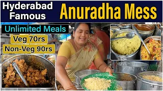 Hyderabad Famous Anuradha Aunty Serves Best Unlimited Meal | Non-Veg 90rs, Veg 70rs | Street Food