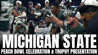 Michigan State Spartans Celebrate Peach Bowl Victory vs. Pittsburgh Panthers Moments After Win