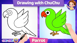How to Draw a Parrot? - Drawing with ChuChu – ChuChu TV Drawing for Kids Easy Step by Step