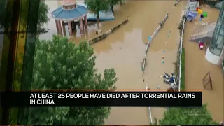 FTS 21-07 18:30 At least 25 people have died after torrential rains in China