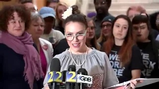 RAW VIDEO:  Alyssa Milano protests Georgia's controversial "Heartbeat Bill"