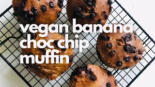 VEGAN banana chocolate chip muffin in an air fryer | easy and simple recipe