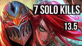 ZED vs KATARINA (MID) | 11/0/5, 7 solo kills, Legendary, 500+ games | KR Master | 13.5