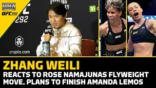 Zhang Weili Reacts To Rose Namajunas Flyweight Move, Plans To Finish Amanda Lemos | UFC 292