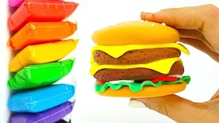 Лепим из пластилина Бургер, развивающее видео для детей. Play doh for kids, learning and fun