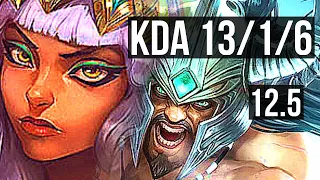 QIYANA vs TRYNDAMERE (MID) | 13/1/6, 1.3M mastery, Legendary, 400+ games | EUW Master | 12.5