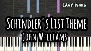 John Williams - Schindler's List Main Theme | Movie Music (Easy Piano, Piano Tutorial) Sheet