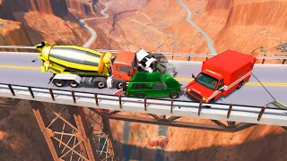 Collapsing Bridge Pileup Crashes - BeamNG drive - BeamNG Cars