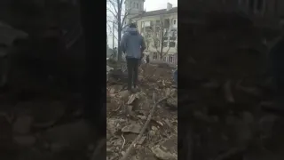 destruction of residential area in Mariupol Ukraine after the Russian army bombed the area all night