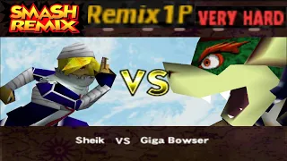 Smash Remix - Classic Mode Remix 1P Gameplay with Sheik (VERY HARD)