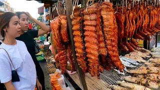 Cambodian street food @ Olympic Market in Phnom Penh | Tasty Yummy Roasted Duck, Pork Ribs, Fish