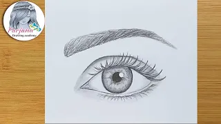 Easy way to draw a realistic eye for Beginners step by step (Using only 1 pencil)