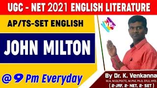 John Milton I UGC-NET ENGLISH LITERATURE I AP/TS-SET/JL/PL/DL I VENKANNA ENGLISH GURU