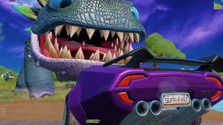 Can DINOSAURS eat CARS in fortnite? #shorts