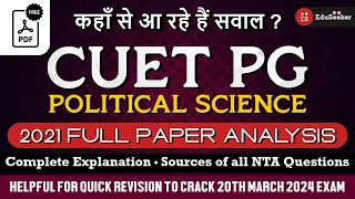 CUET PG Political Science 2021 PYQs Theme/Unit Wise Analysis 📊 | Let's Crack This Exam 💪✌