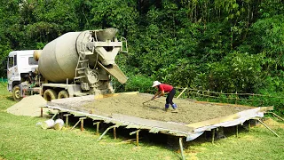 Building New House 2024 - Techniques Formwork Joining, Iron Weaving & Floor Concrete Pouring