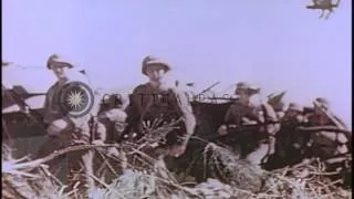 United States Marines take cover from fire in Saipan, Mariana Islands during Worl...HD Stock Footage