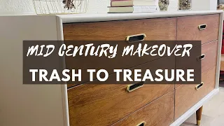 Furniture flip! Mid century modern DIY paint and stain || MAKEOVER