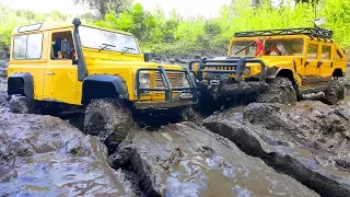 RC Cars MUD Test — Land Rover Defender AX D9001 and Hummer H1 Axial SCX10 4x4— RC Extreme Pictures