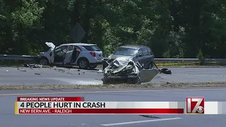 New Bern Avenue eastbound in Raleigh shut down following major crash; 4 injured