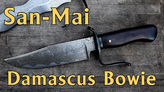 Forging a San Mai Damascus Bowie Knife the complete project