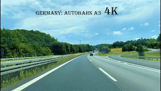 Germany: Autobahn A3 - Autohof Geiselwind to Raststätte Donautal West Passau - 4k Video