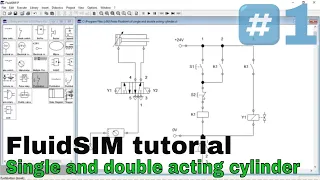 FluidSim tutorial. Electrical circuit for single and double acting cylinder.