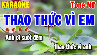 Karaoke Thao Thức Vì Em Tone Nữ Nhạc Sống Dễ Hát | Karaoke Thanh Hải