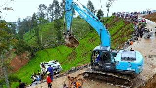 Falling Down To The Valley !! Ready Mix Concrete Cement Truck Heavy Recovery Excavator