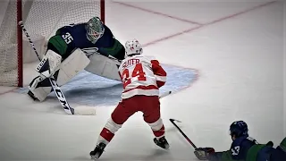 Thatcher Demko Gets Beat Through The Legs For The Redwings' First Goal Of The Game