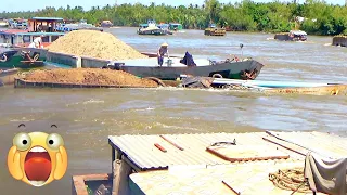 the barge was flooded with water almost sank very dangerously