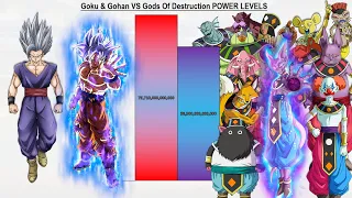 Goku & Gohan VS All Gods Of Destruction POWER LEVELS All Forms - Dragon Ball Super