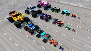 Big & Small Monster Trucks Mud Battle, Obstacle Courses and Insane Racing with BeamNG Drive